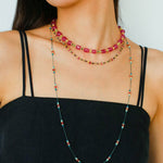 Long Tourmaline Wax Cord Necklace-Gembea Jewelry