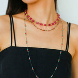Long Tourmaline Wax Cord Necklace-Gembea Jewelry