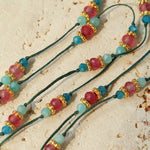 Long Tourmaline Wax Cord Necklace-Gembea Jewelry
