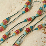 Long Tourmaline Wax Cord Necklace-Gembea Jewelry