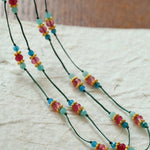Long Tourmaline Wax Cord Necklace-Gembea Jewelry