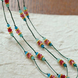 Long Tourmaline Wax Cord Necklace-Gembea Jewelry