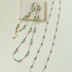 Long Tourmaline Wax Cord Necklace-Gembea Jewelry