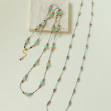 Long Tourmaline Wax Cord Necklace-Gembea Jewelry