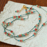 Long Tourmaline Wax Cord Necklace-Gembea Jewelry