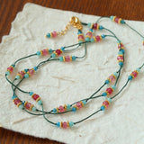 Long Tourmaline Wax Cord Necklace-Gembea Jewelry