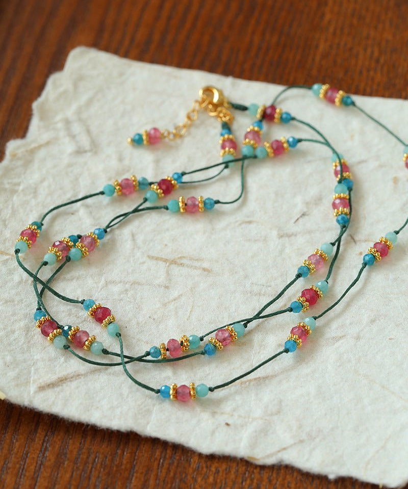 Long Tourmaline Wax Cord Necklace-Gembea Jewelry