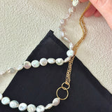 Double Chain Small Circle Baroque Pearl Necklace