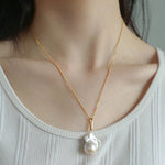 Baroque Pearl Pendant Long Necklace-Gembea Jewelry