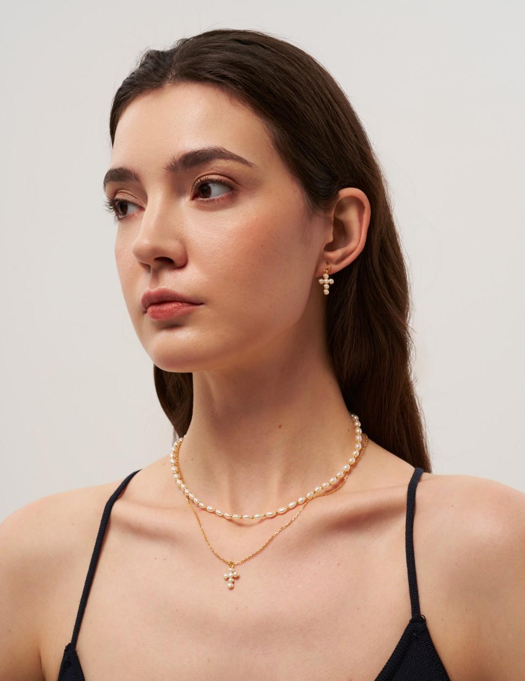 Golden Bean Pearl Beaded Necklace gembea jewelry