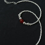 Graduated Silver Bean Red Black Agate Necklace-Gembea Jewelry