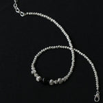 Graduated Silver Bean Red Black Agate Necklace-Gembea Jewelry