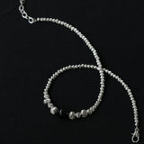 Graduated Silver Bean Red Black Agate Necklace-Gembea Jewelry
