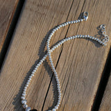 Graduated Silver Bean Red Black Agate Necklace-Gembea Jewelry