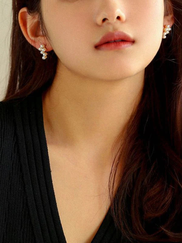 Love and the City Freshwater Pearl Stud Earrings-Gembea Jewelry
