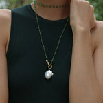 Baroque Pearl Green Agate Beaded Necklace-Gembea Jewelry