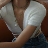 Baroque Pearl Green Agate Beaded Necklace-Gembea Jewelry