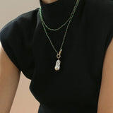 Baroque Pearl Green Agate Beaded Necklace-Gembea Jewelry