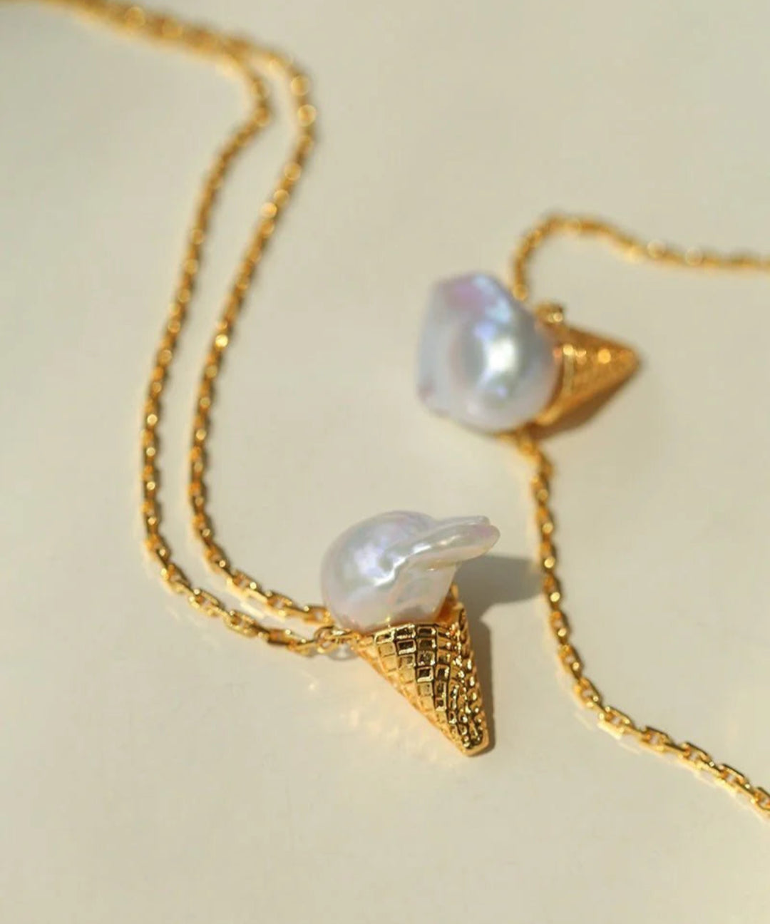 Ice Cream Cone Baroque Pearl Necklace gembea jewelry