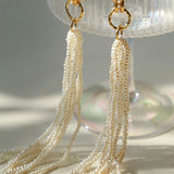 Natural Rice Pearl Long Tassel Earrings