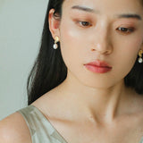 Metallic Conch Pearl Statement Drop Earrings gembea jewelry