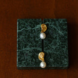 Metallic Conch Pearl Statement Drop Earrings gembea jewelry