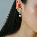 Metallic Conch Pearl Statement Drop Earrings gembea jewelry