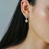 Metallic Conch Pearl Statement Drop Earrings gembea jewelry