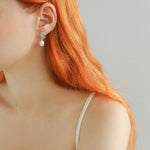 Metallic Conch Pearl Statement Drop Earrings gembea jewelry