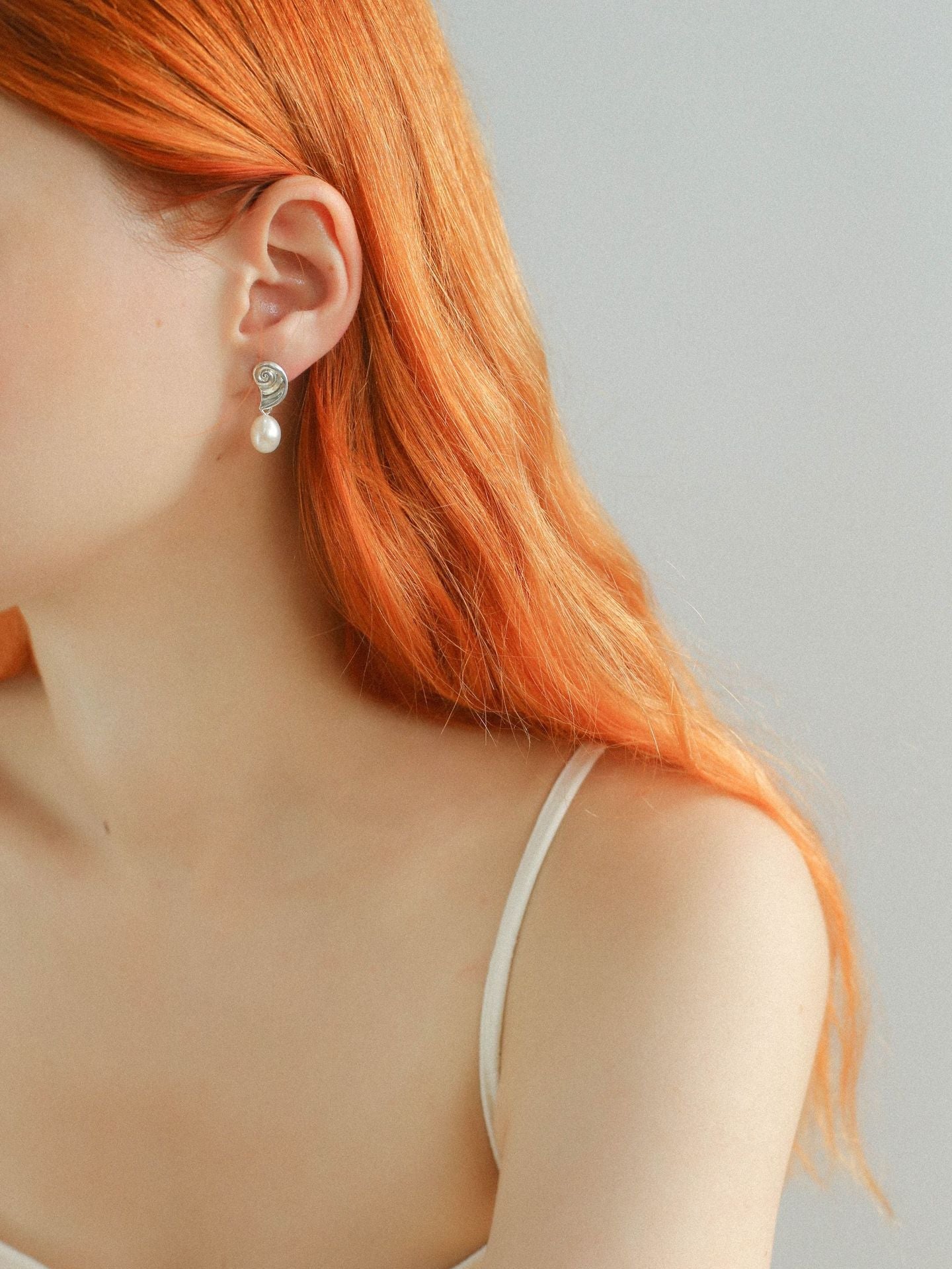 Metallic Conch Pearl Statement Drop Earrings gembea jewelry