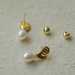 Metallic Conch Pearl Statement Drop Earrings gembea jewelry