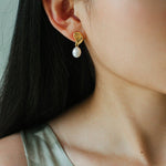 Metallic Conch Pearl Statement Drop Earrings gembea jewelry