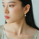 Metallic Conch Pearl Statement Drop Earrings gembea jewelry