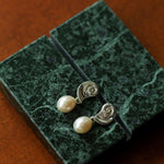 Metallic Conch Pearl Statement Drop Earrings gembea jewelry