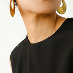Minimalist Woven Leather Hoop Earrings-Gembea Jewelry