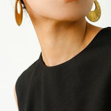 Minimalist Woven Leather Hoop Earrings-Gembea Jewelry