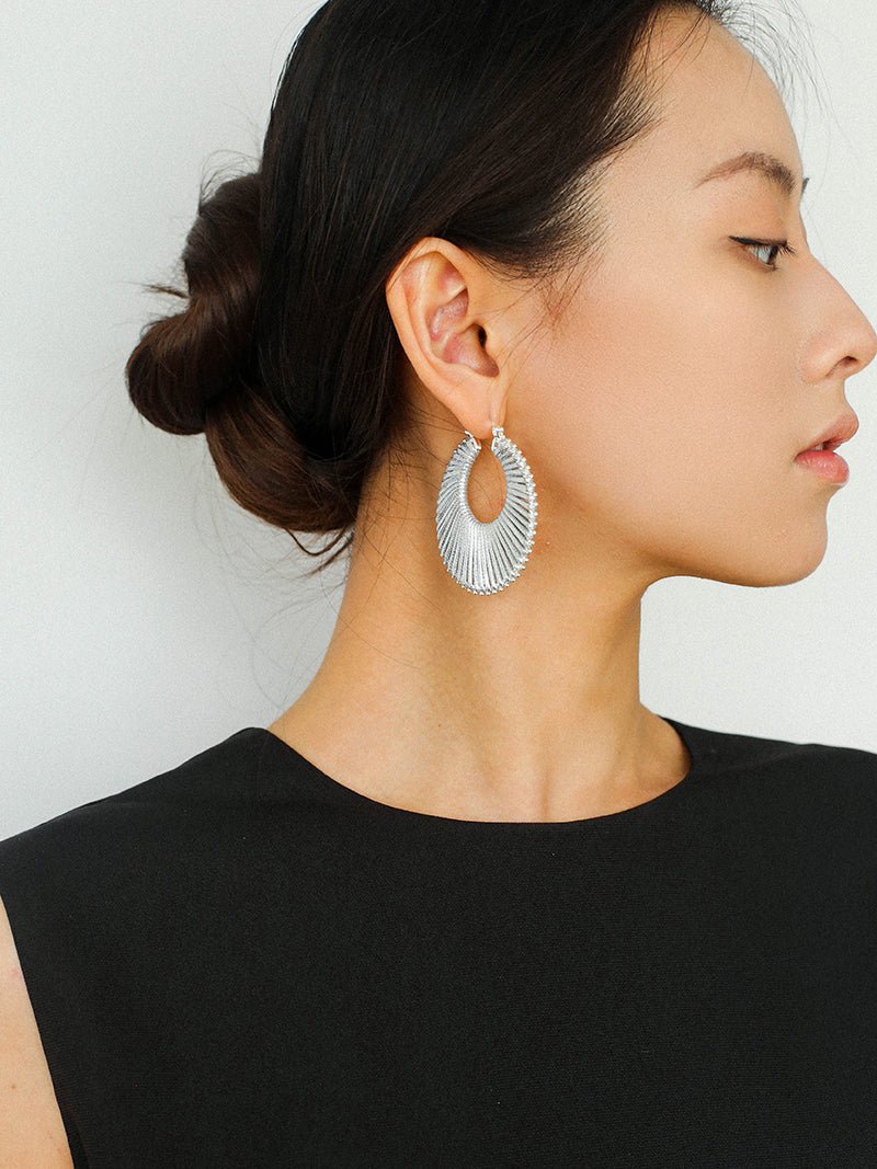 Minimalist Woven Leather Hoop Earrings-Gembea Jewelry
