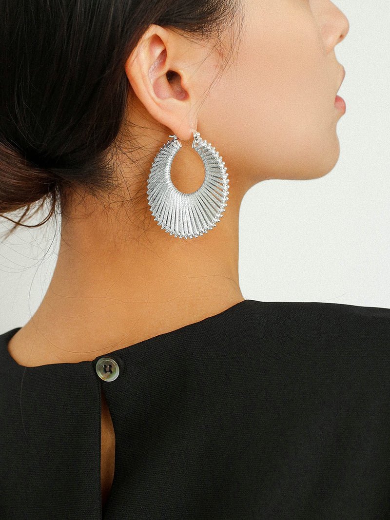 Minimalist Woven Leather Hoop Earrings-Gembea Jewelry