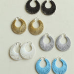Minimalist Woven Leather Hoop Earrings-Gembea Jewelry