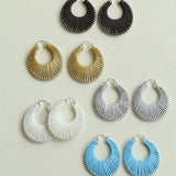Minimalist Woven Leather Hoop Earrings-Gembea Jewelry