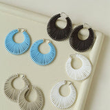 Minimalist Woven Leather Hoop Earrings-Gembea Jewelry