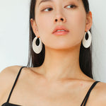 Minimalist Woven Leather Hoop Earrings-Gembea Jewelry