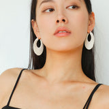 Minimalist Woven Leather Hoop Earrings-Gembea Jewelry