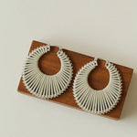 Minimalist Woven Leather Hoop Earrings-Gembea Jewelry