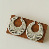 Minimalist Woven Leather Hoop Earrings-Gembea Jewelry