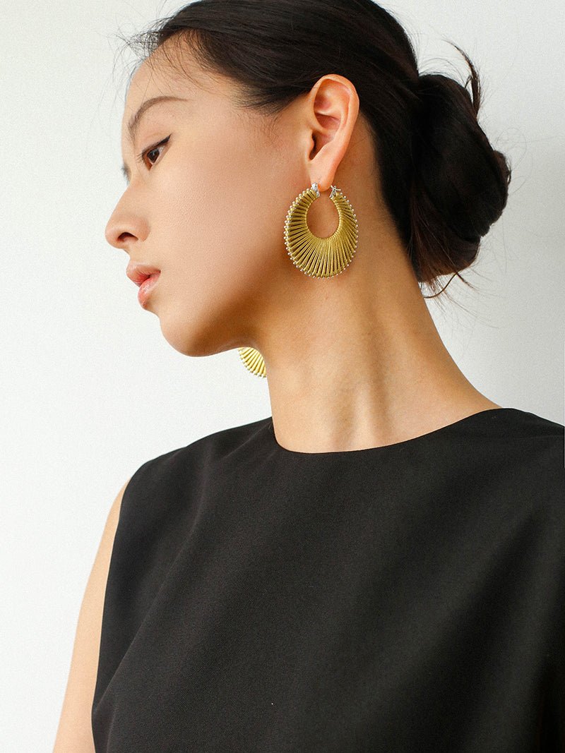 Minimalist Woven Leather Hoop Earrings-Gembea Jewelry