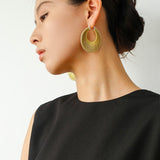 Minimalist Woven Leather Hoop Earrings-Gembea Jewelry
