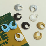Minimalist Woven Leather Hoop Earrings-Gembea Jewelry