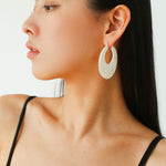 Minimalist Woven Leather Hoop Earrings-Gembea Jewelry