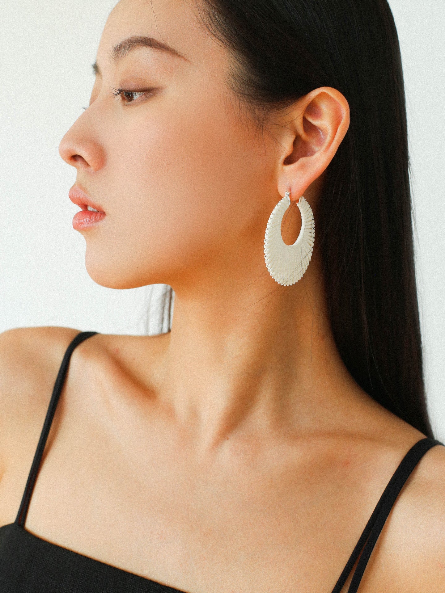 Minimalist Woven Leather Hoop Earrings-Gembea Jewelry